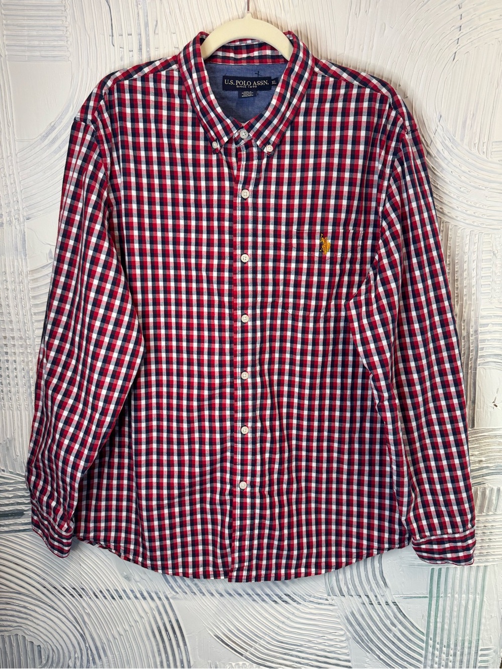 U.S. Polo Assn. Men’s Red, Blue & White Check Button-Down Shirt